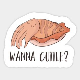 Wanna Cuttle? Cute Funny Cuttlefish Gift Sticker